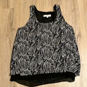 Loft Black and White Leaf Print Women's Top